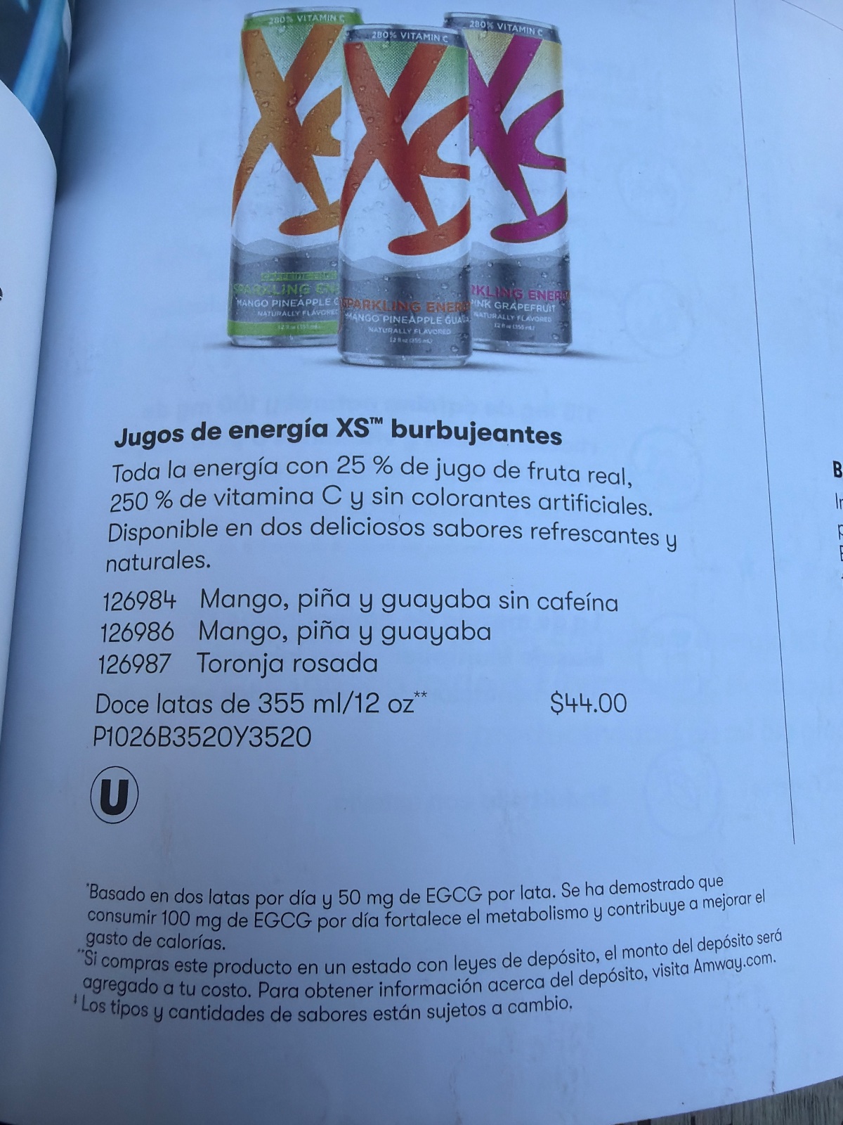 Jugos de energía XS burbujantes (12 latas) 12 oz